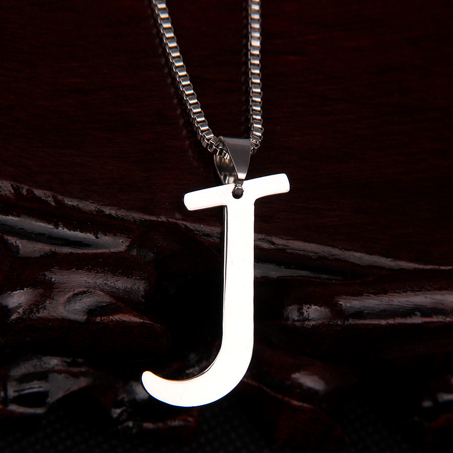 钛钢26英文字母项链男配饰不锈钢吊坠饰品毛衣链挂坠项饰wish货源