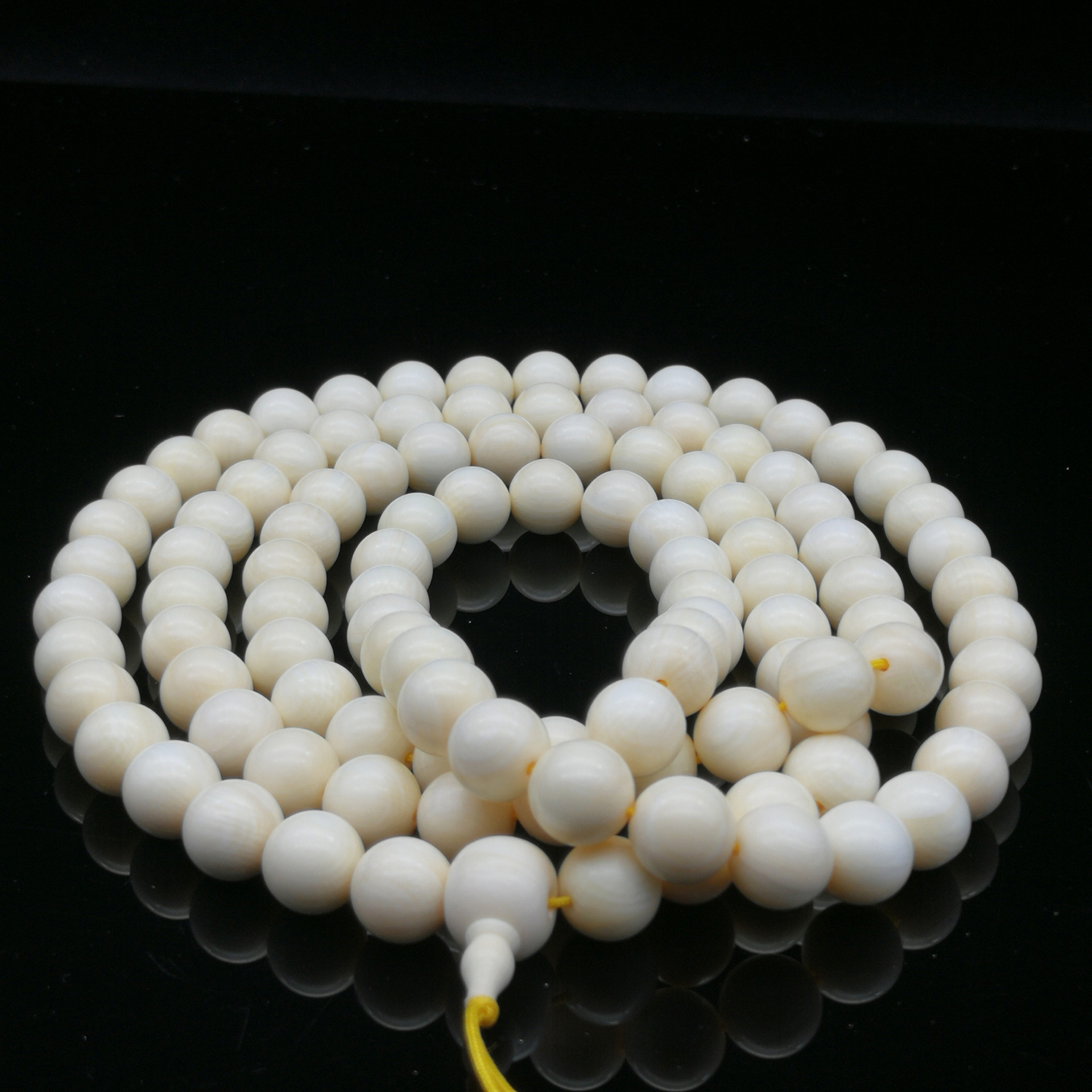 天然猛犸象牙108颗三无圆珠项链手串手链手链猛犸象牙手链多圈