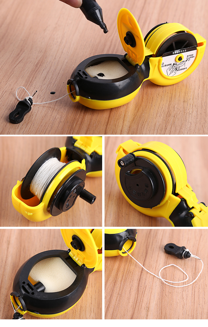 厂家直销手动卷线墨斗 30m木工划线弹线工具带墨汁防挥发密封墨斗