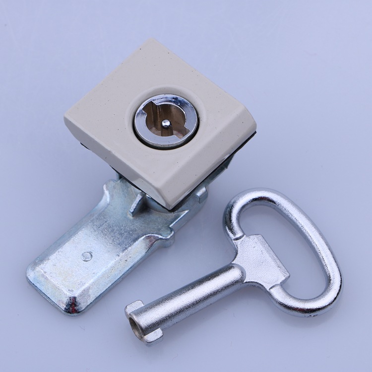 德犇ms813转舌锁 米白色 威图柜小方锁 ae箱小方锁 配电柜门锁