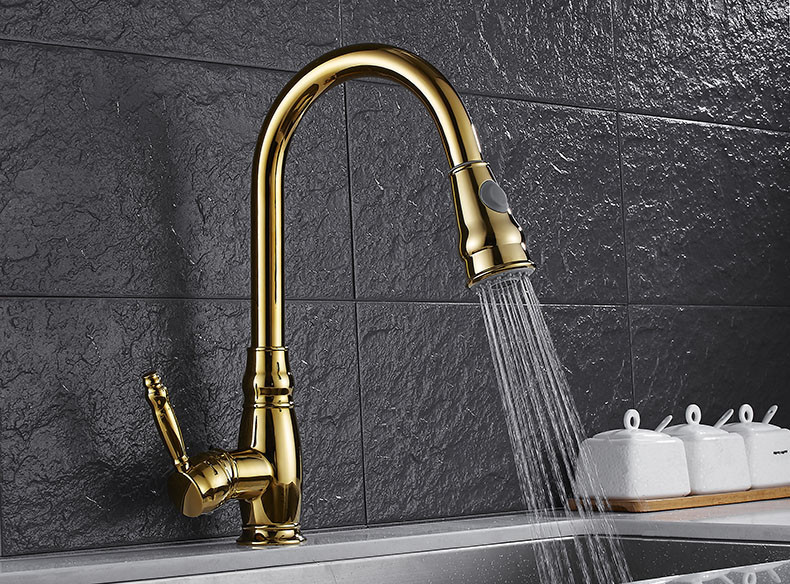 海铭斯 外贸新款热销金色厨房冷热水龙头 菜盆水槽龙头 9117