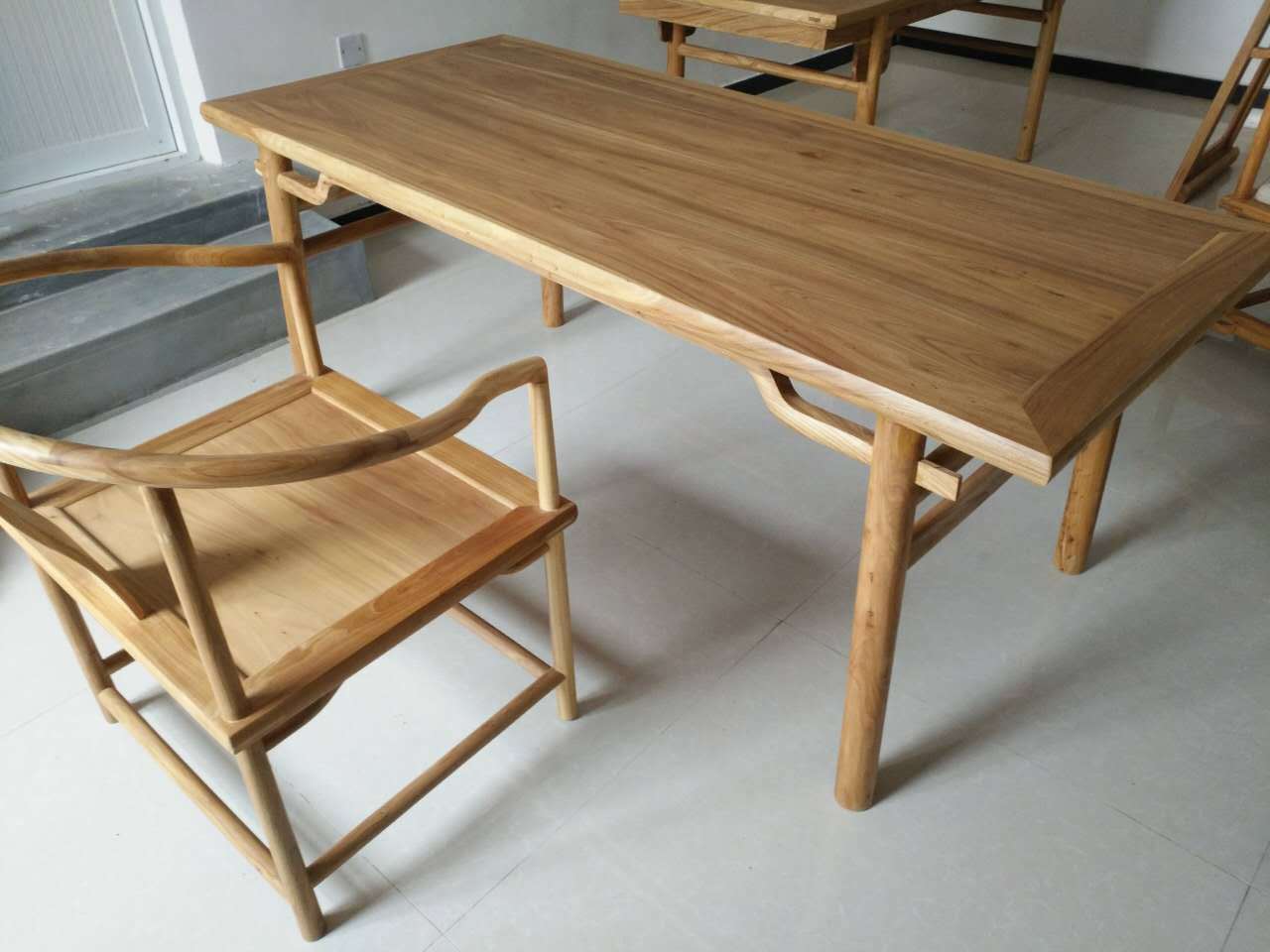 老榆木原木板 老榆木成套家具 置物架定制老榆木茶桌椅组合