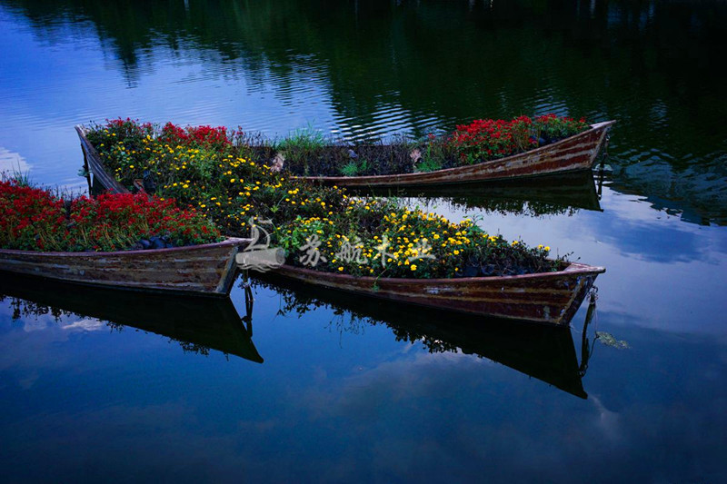 出售景观装饰乌篷船仿古摄影防腐木花船园林景观木质游船