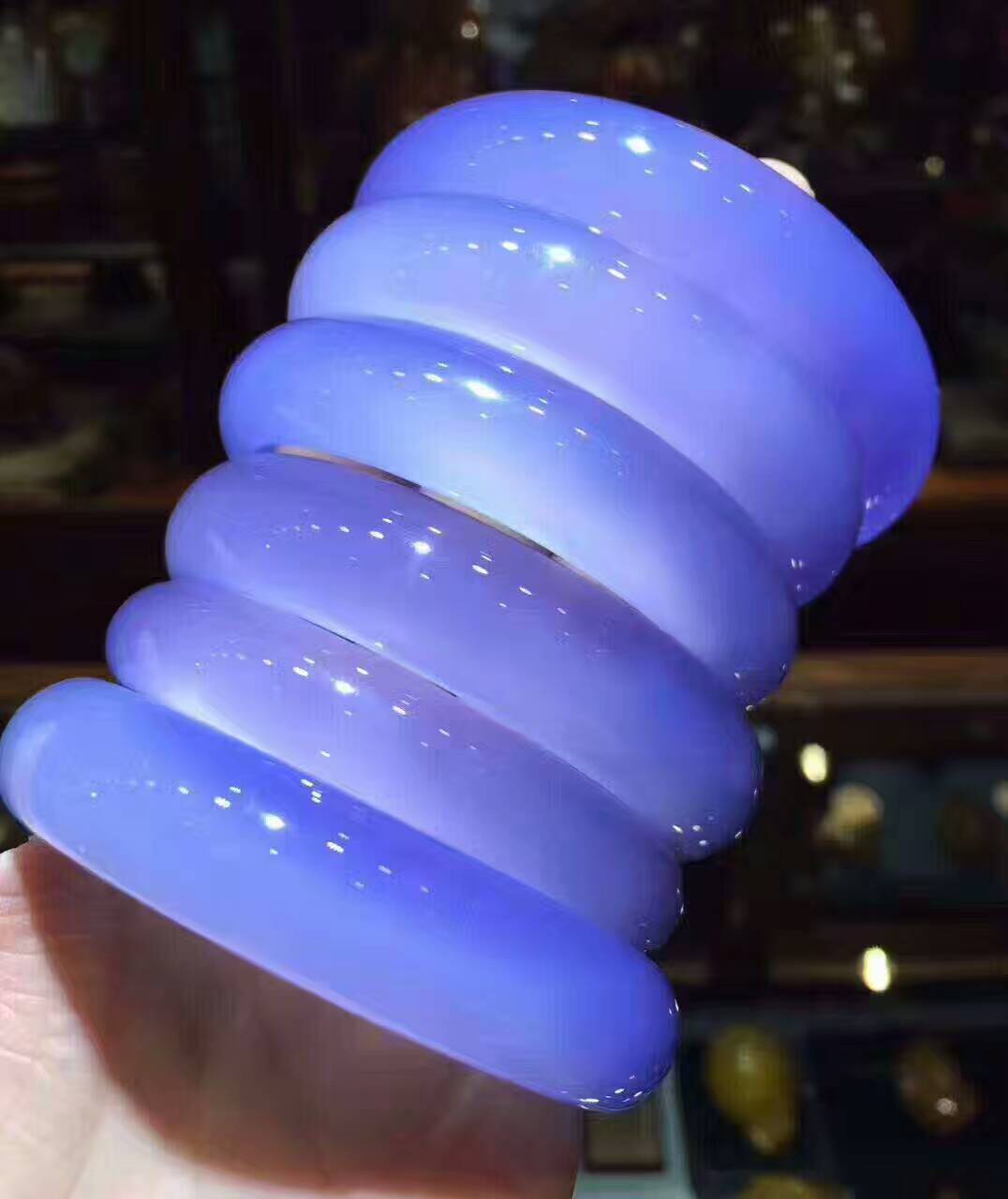 新款上市玛瑙玉髓玉器土耳其蓝紫玉髓手镯批发