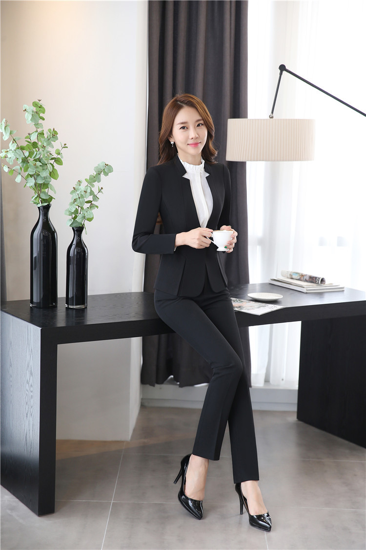 酒店前台工作服春秋装长袖西装正装职业装女装套装美容院空姐制服