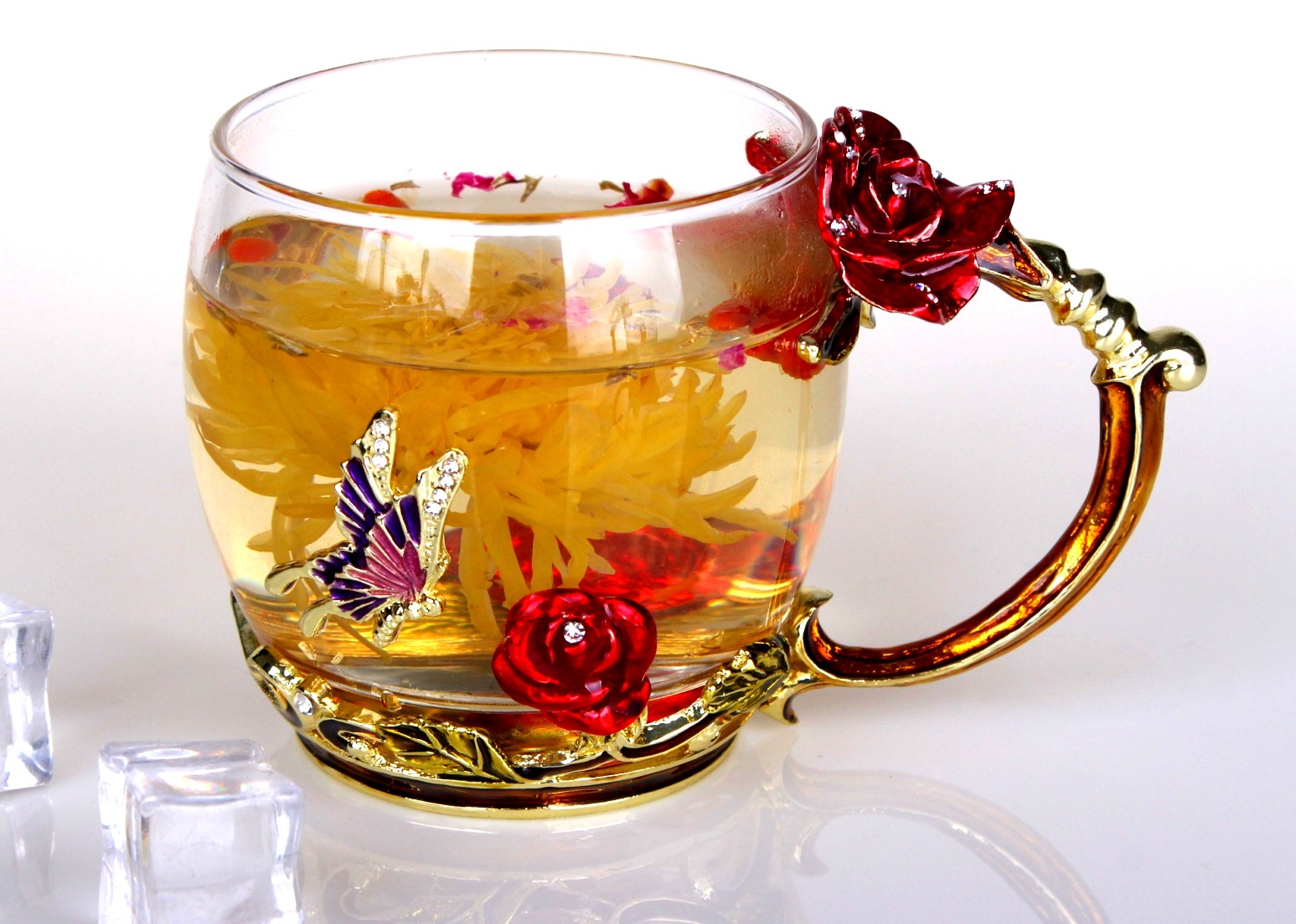 其他杯子-新珐琅彩玫瑰花水杯耐高温茶杯蓝玫瑰红玫瑰花茶杯送朋友