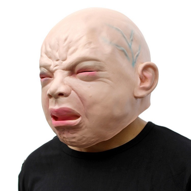 万圣节环保乳胶面具 哭小孩面具crying boy mask化妆舞会头套