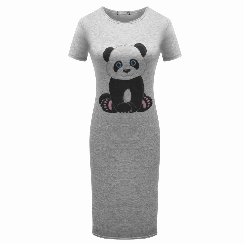 跨境时尚夏季速卖通爆款wish新款ebay热卖欧美呆萌熊猫女装短袖连