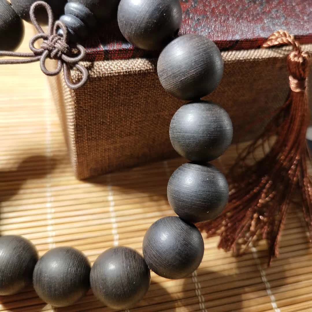 越南精美老料水沉沉香手串1.5佛珠手链高密度念珠沉水级古玩保真