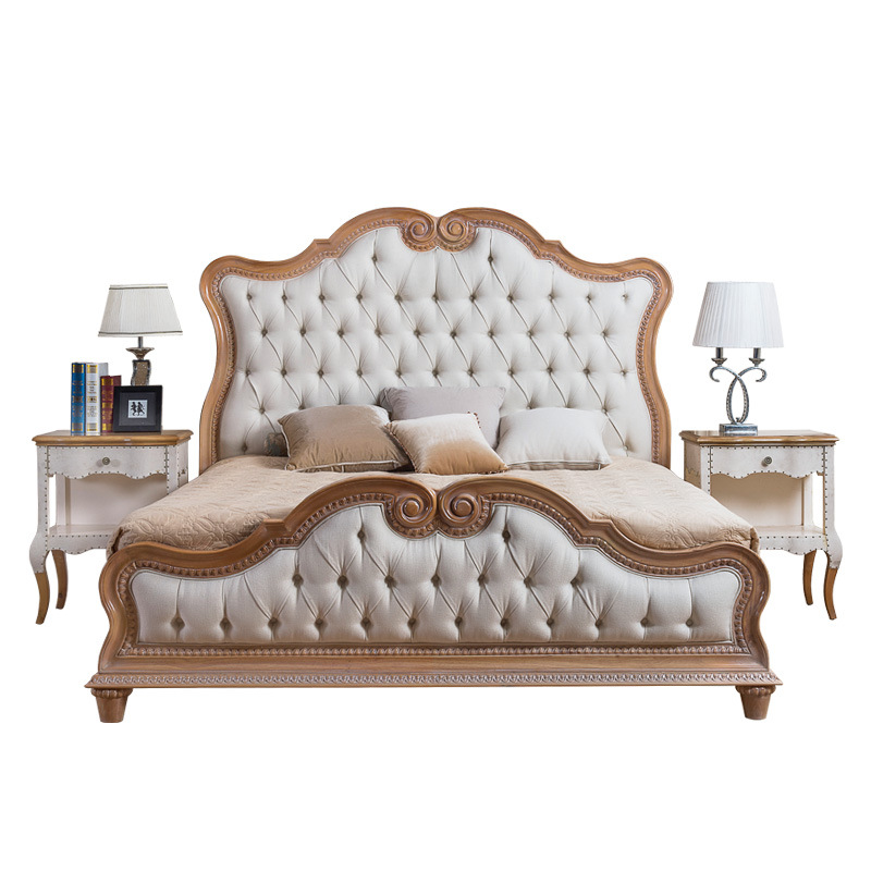 美威家具欧式实木双人床公主床美式田园风格18m床简北欧雕花家具