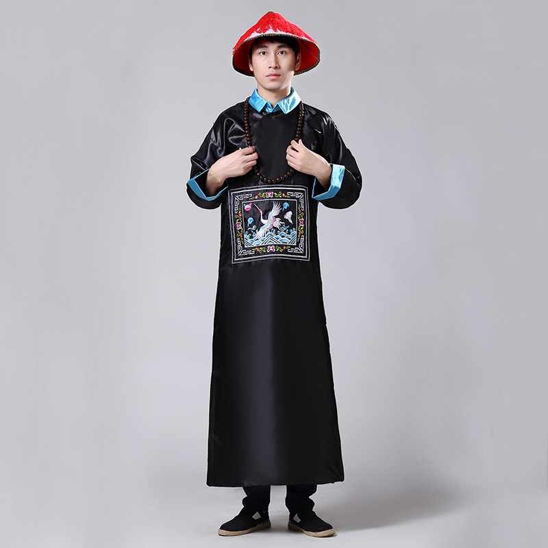 男士古装太监服万圣节角色扮演 绣花官服装清朝官兵侍卫服僵尸服