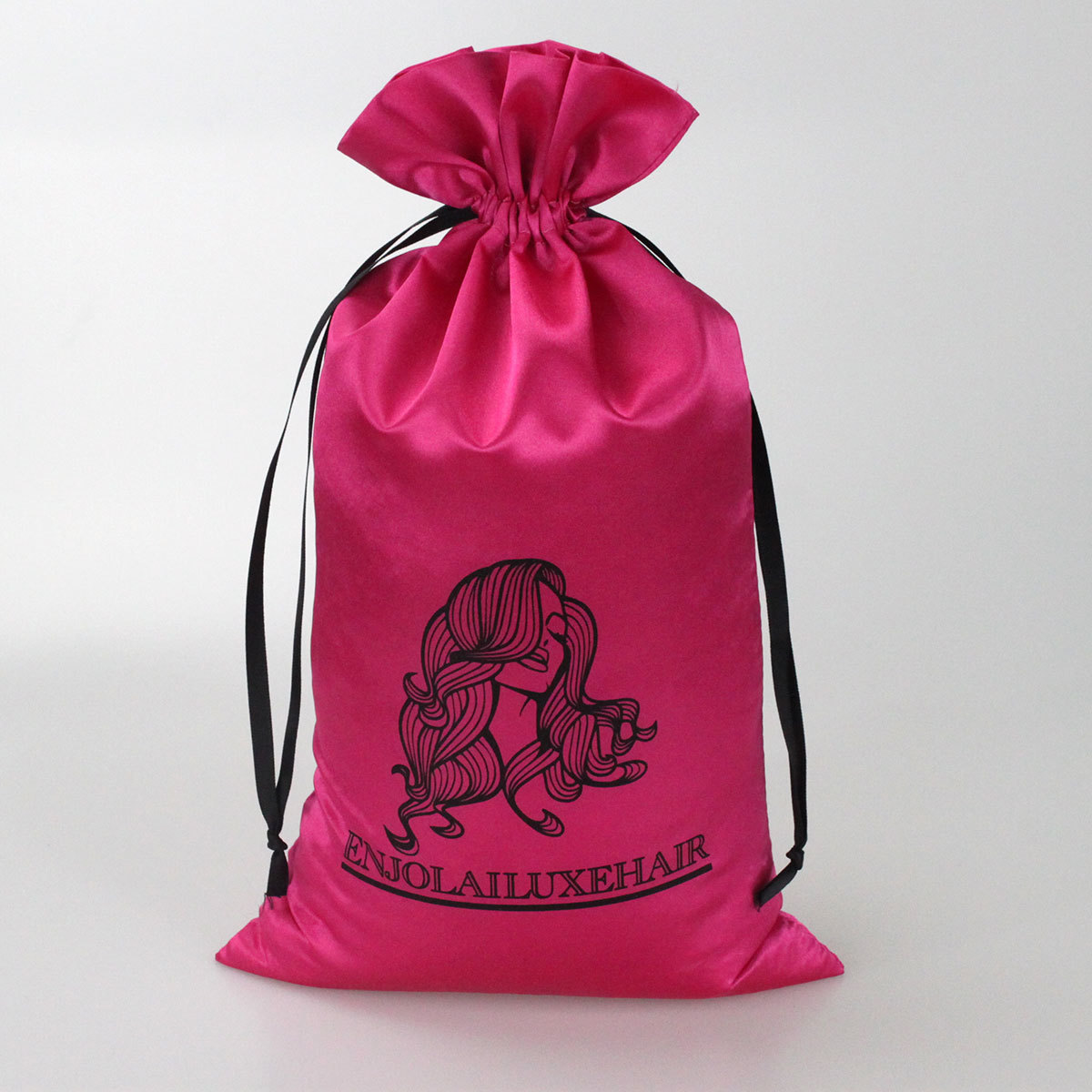 深圳专业工厂批发定制束口拉绳色丁布袋假发珠宝糖果包装丝绸袋