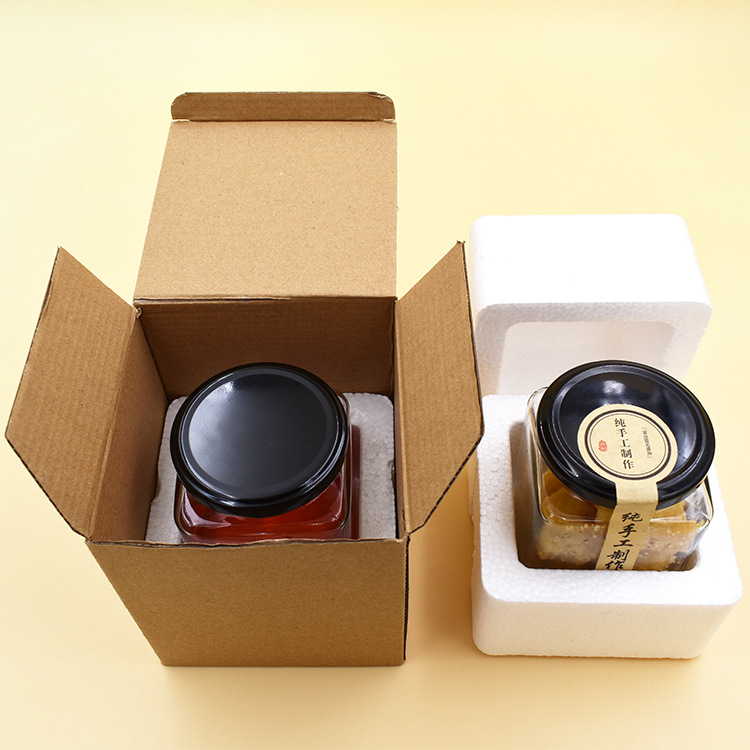 方形玻璃瓶蜂蜜瓶糖果罐密封食品包装酱菜瓶果酱水果黄桃罐头空瓶