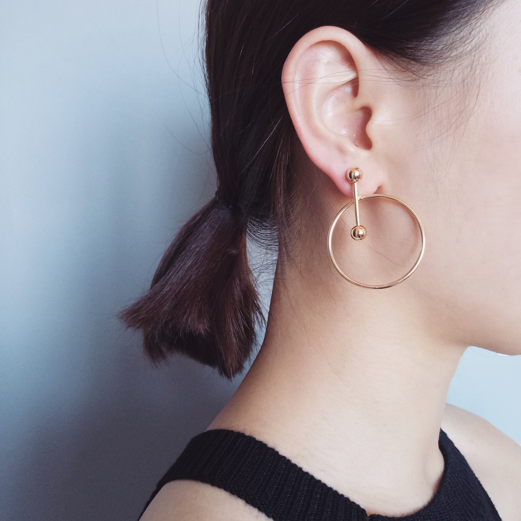 淘宝爆款春夏新款圈圈耳饰 几何圆环摇摆圆球简约圆圈大耳环批发
