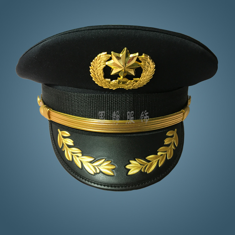 成人男士大盖帽酒店小区门卫大沿帽深蓝色保安演出大檐帽常服帽