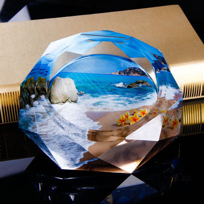 水晶烟灰缸上八角客厅卧室实用家居摆件企业可印logo浦江水晶礼品