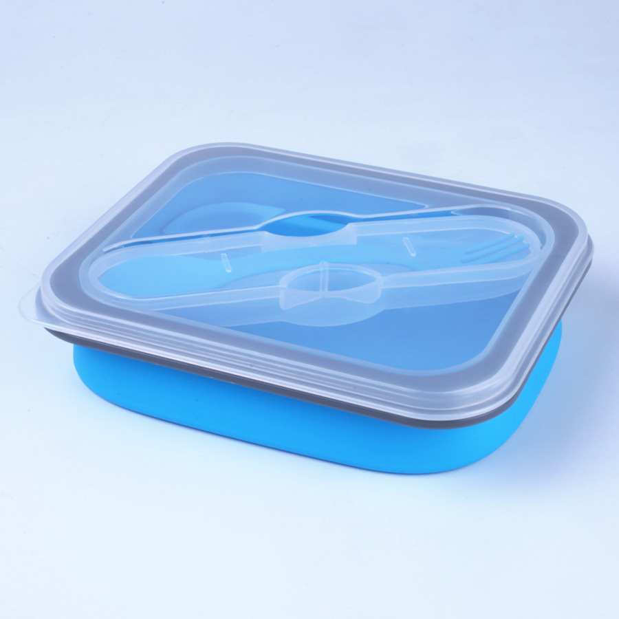 厂家直销方形单头硅胶饭盒 折叠饭盒 环保儿童餐盒 保鲜盒批发