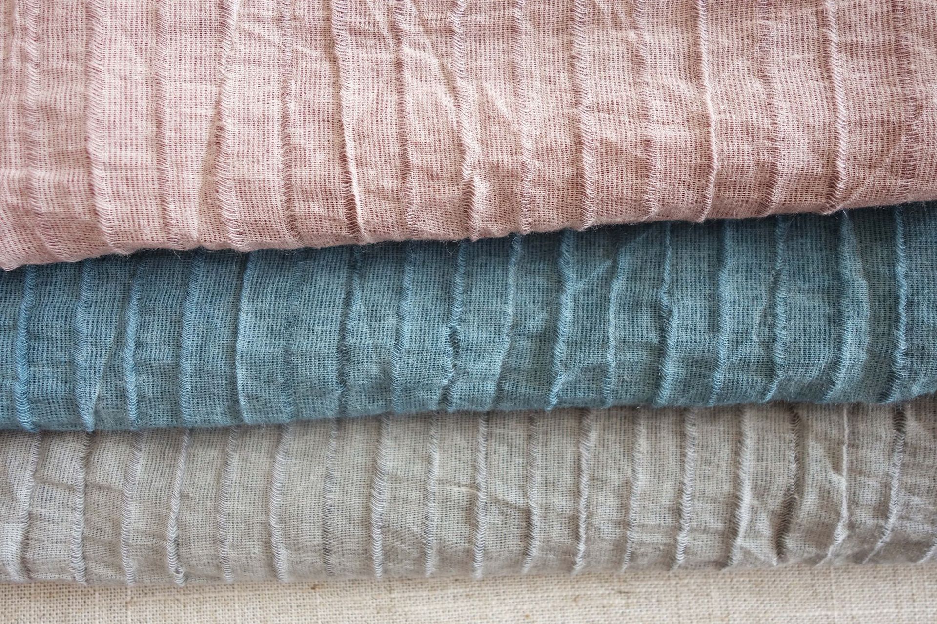 【厂家直销】苎麻棉交织布绉布多色条纹多色坯布定制 16-01