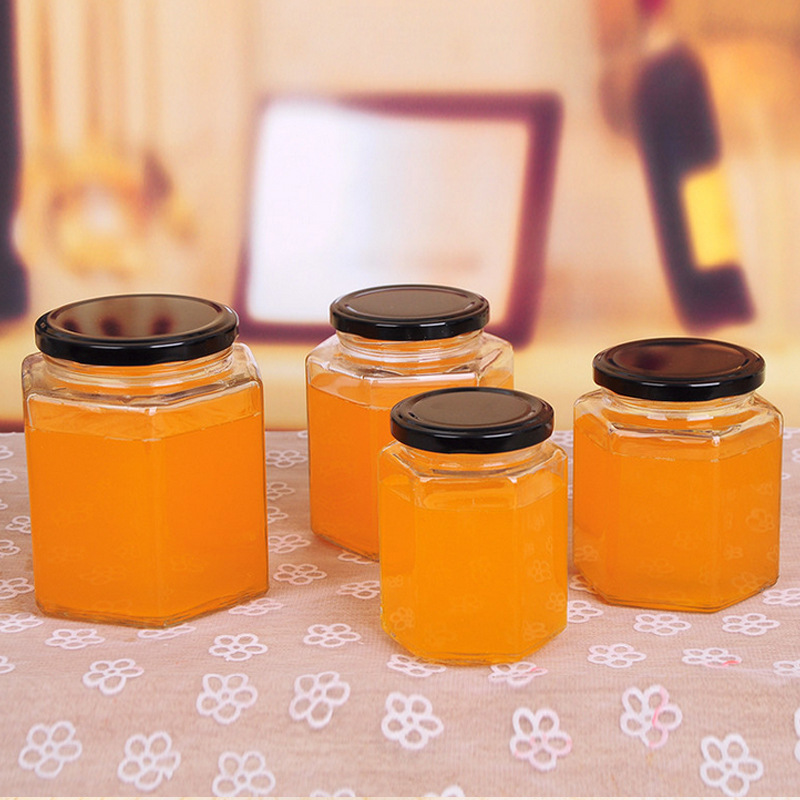 玻璃瓶 六棱玻璃瓶 380ml生产厂家定制批发果酱瓶罐头瓶