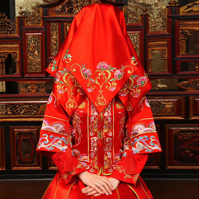 婚庆用品 新娘红盖头 结婚喜字红盖头 盖头纱 中式喜字盖头