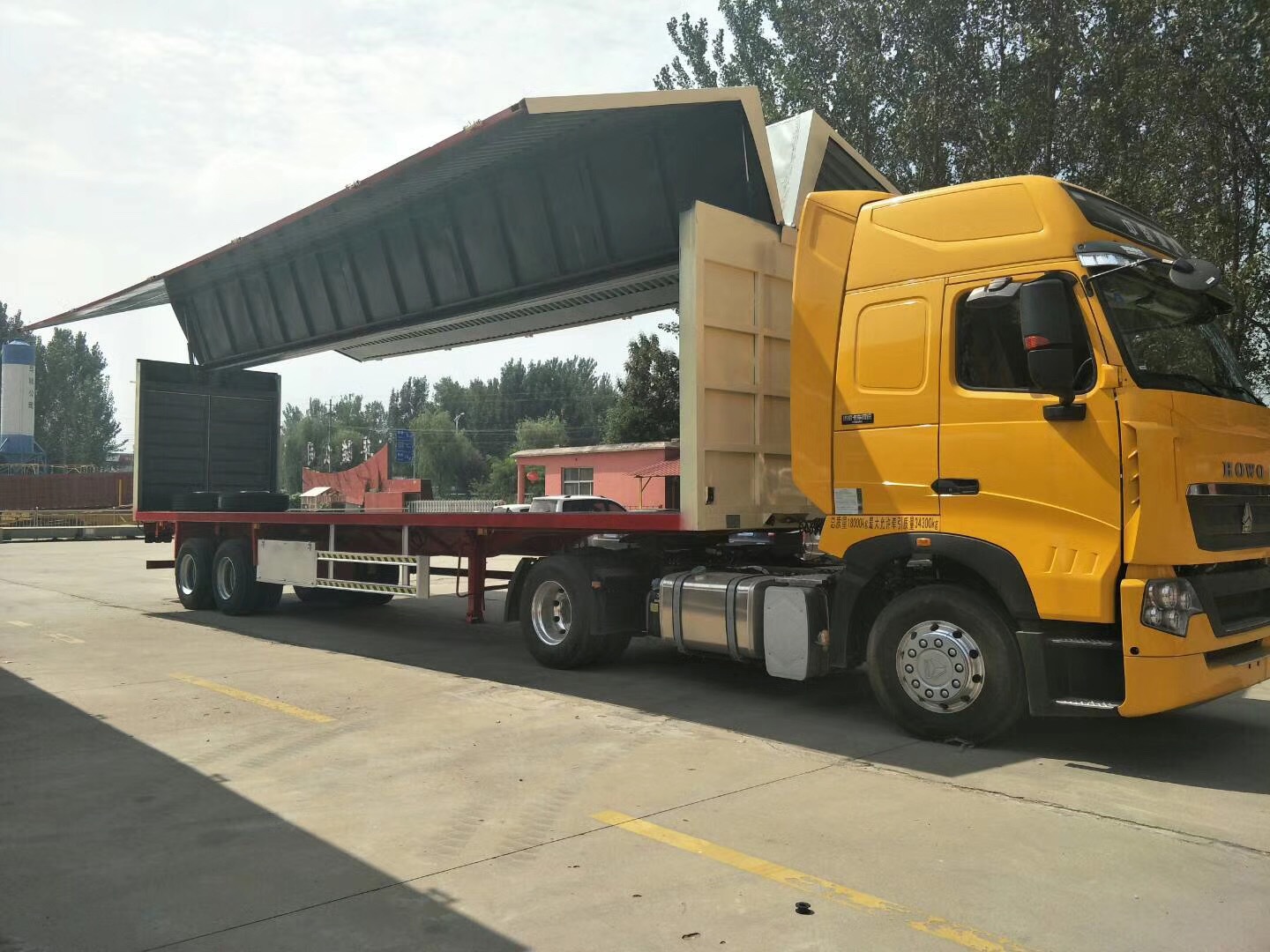 2020新款液压开启式16米集装箱半挂车 13米翼展式半挂车厂家