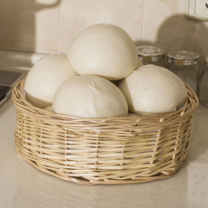 指间柳藤编馒头筐收纳筐家用客厅零食杂物糖果篮 圆形干果食品篮