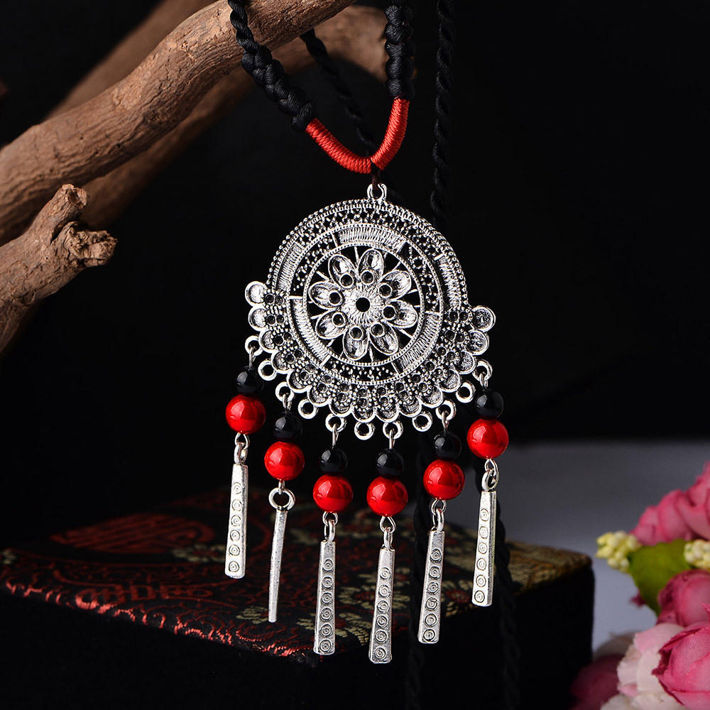 云南民族风饰品配饰 复古文艺连衣裙吊坠挂件长款毛衣链 女