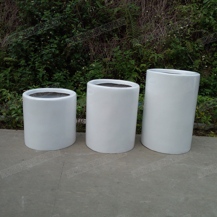 户外玻璃钢圆柱形花盆玻璃纤维花钵造型雕塑商场美陈创意组合花箱
