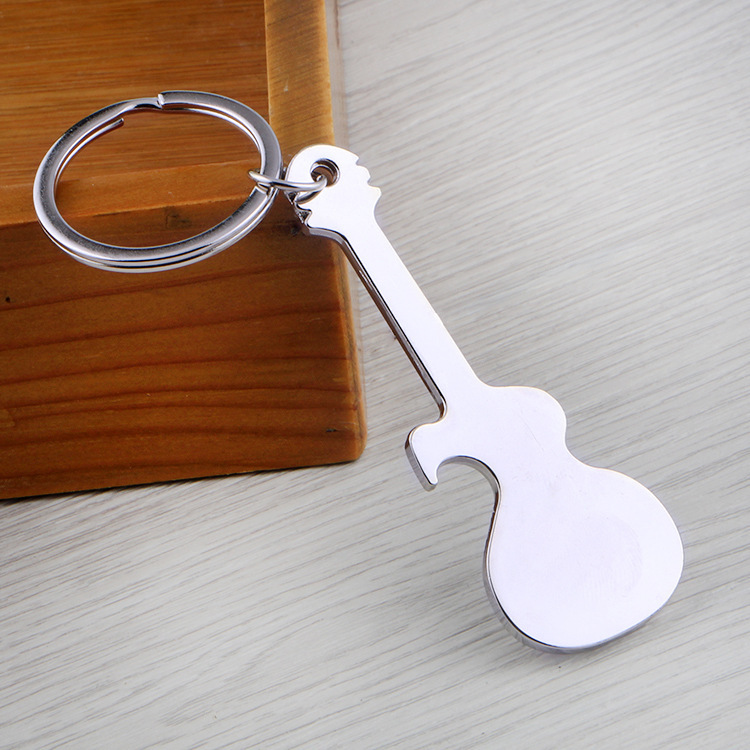 Online Best-Selling Product Glossy Keychain Guitar Bottle Opener Music Key Creative Metal Advertising Gift Lettering
