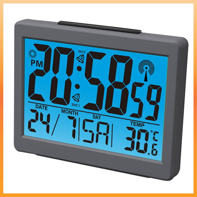 德国电波钟lcd电子闹钟 方形电子塑料闹钟 电子数字数显闹钟