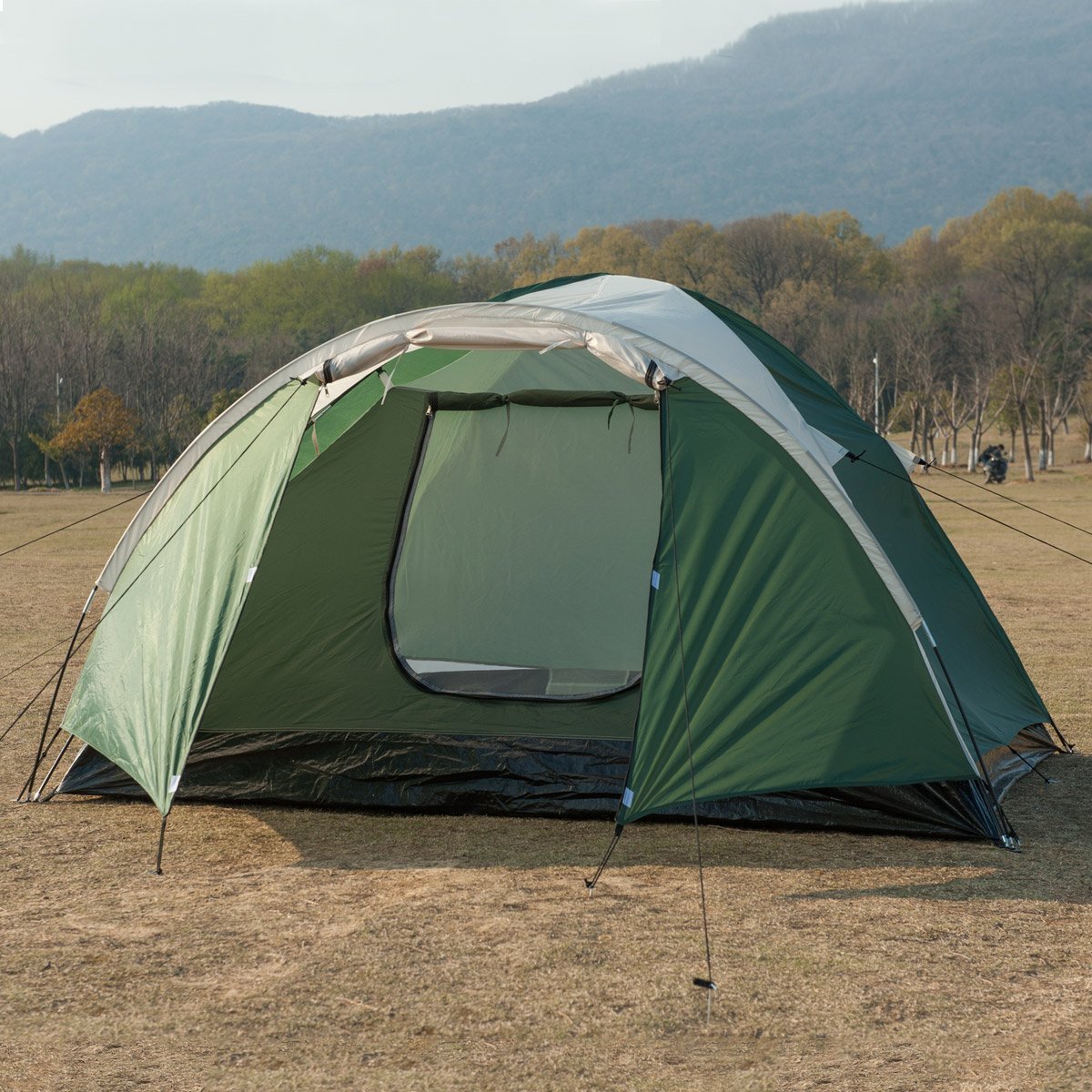 野营帐篷户外露营帐篷宽大空间轻质便携帐篷涤纶材质玻璃纤维杆