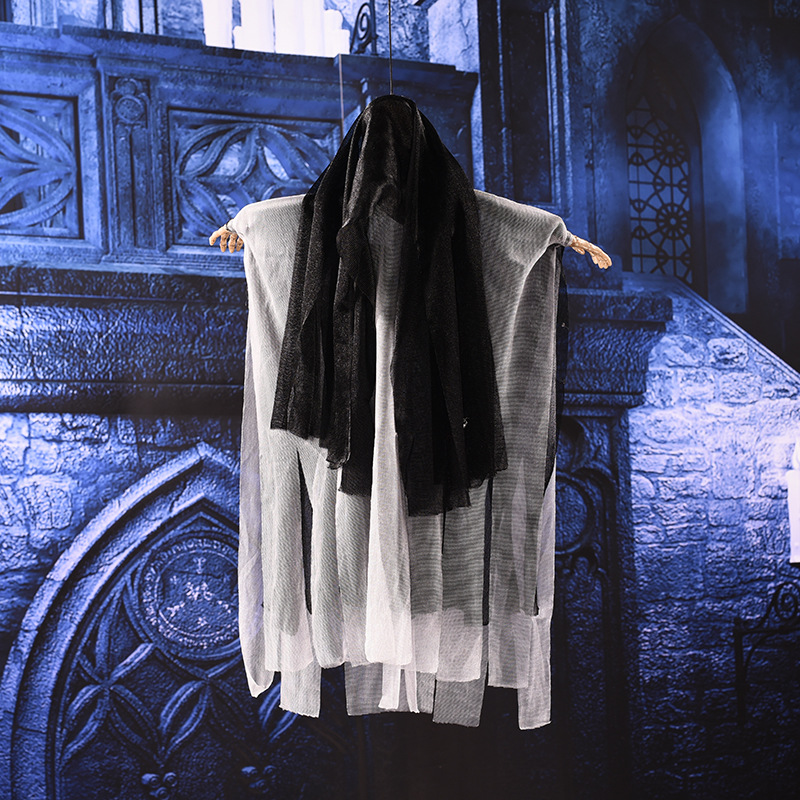 万圣节吊鬼巫婆挂件装饰电动骷髅声控吊死鬼道具恐怖整蛊玩具批发