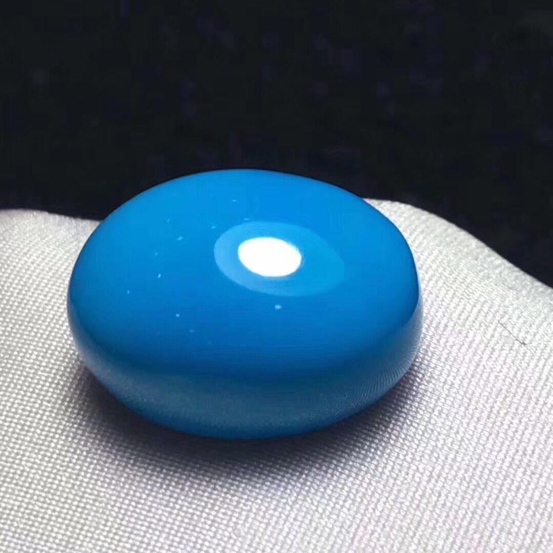 云盖寺玉化暴力蓝戒面圆形蛋面 天然绿松石原矿 如心珠宝厂家批发