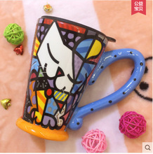 台湾仟度 :彩绘杯 陶瓷杯 旅行杯 彩绘陶瓷杯 新马克杯