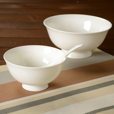 正品纯白骨质瓷餐具4.5寸6寸高足碗高脚碗米饭碗汤碗防烫无铅