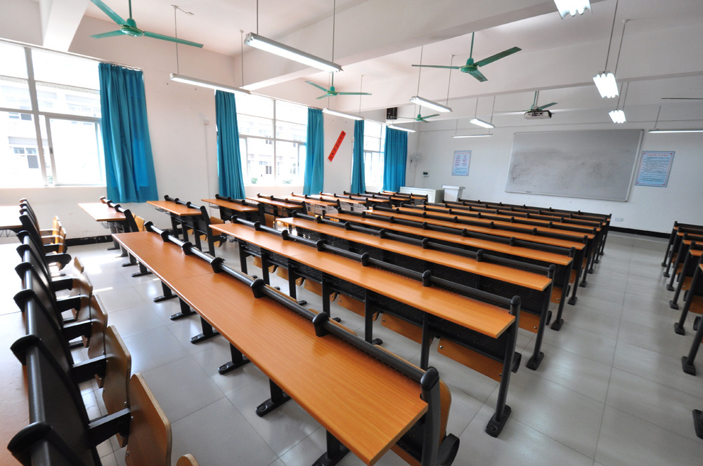 jy-806 多媒体阶梯课桌椅 大学连排桌椅 培训排椅 会议椅 报告厅