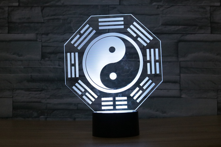 2017外贸新款八卦图3d灯 七彩触控充电led视觉灯 氛围台灯3169