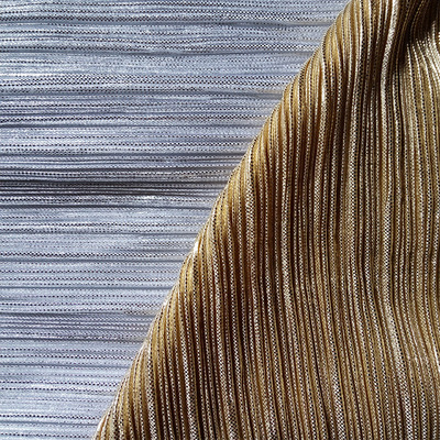 全涤针织大有光烫金压邹布 百褶压皱时装布 服装用布料柯桥批发