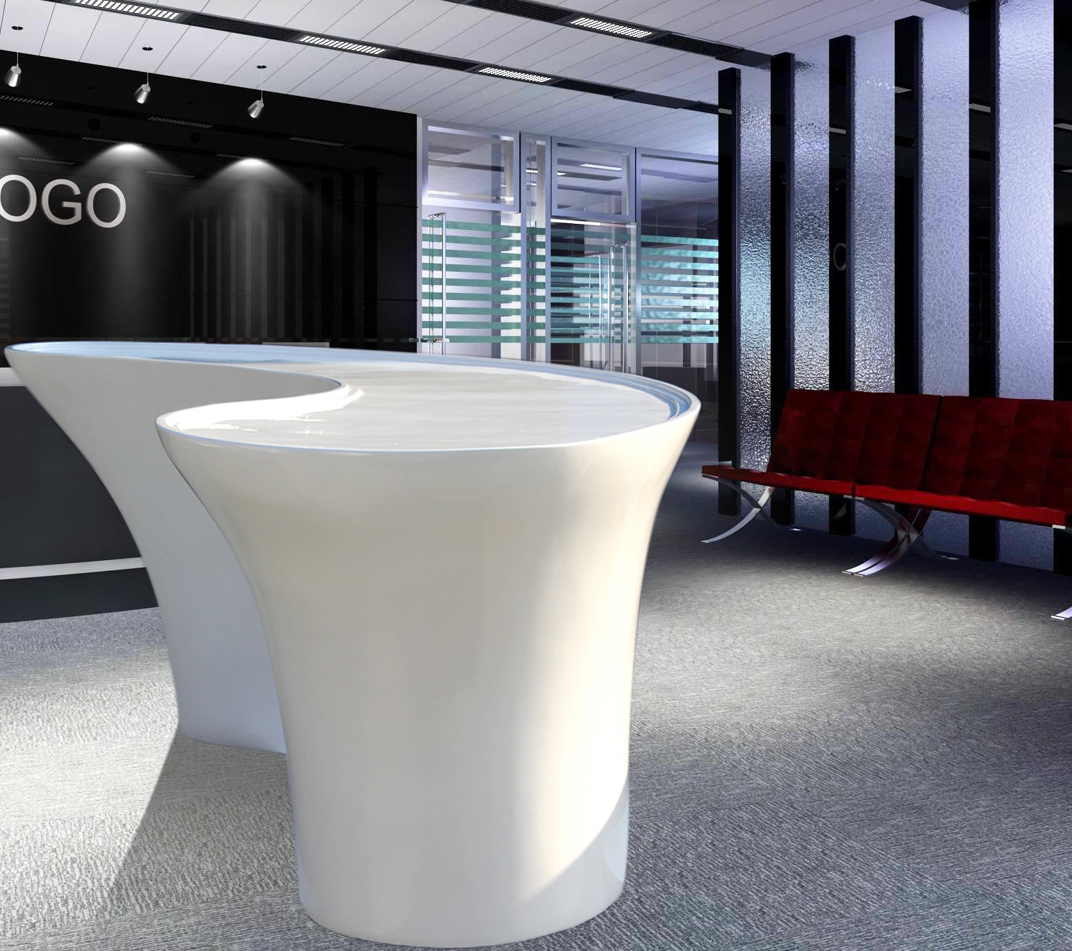 商场玻璃钢前台时尚异形烤漆前台不规则接待台吧台收银台迎宾台