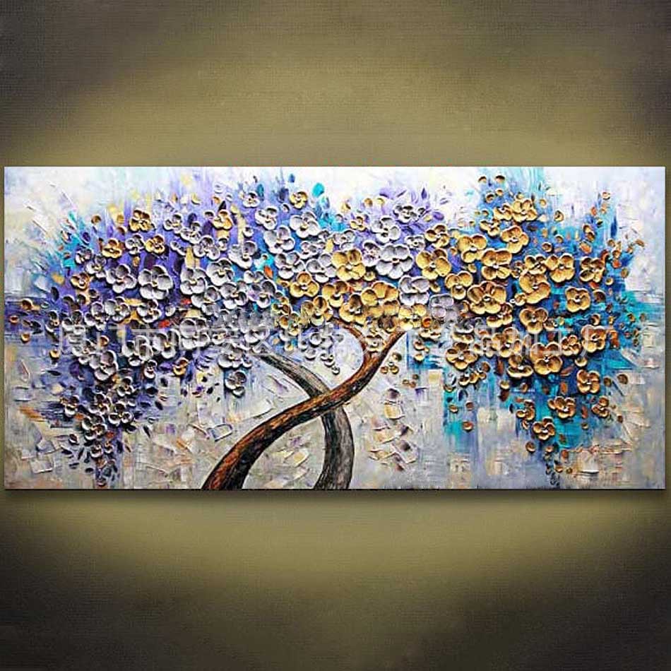 外贸热销创意纯手绘花卉油画家居酒店抽象无框装饰画喷绘厂家批发