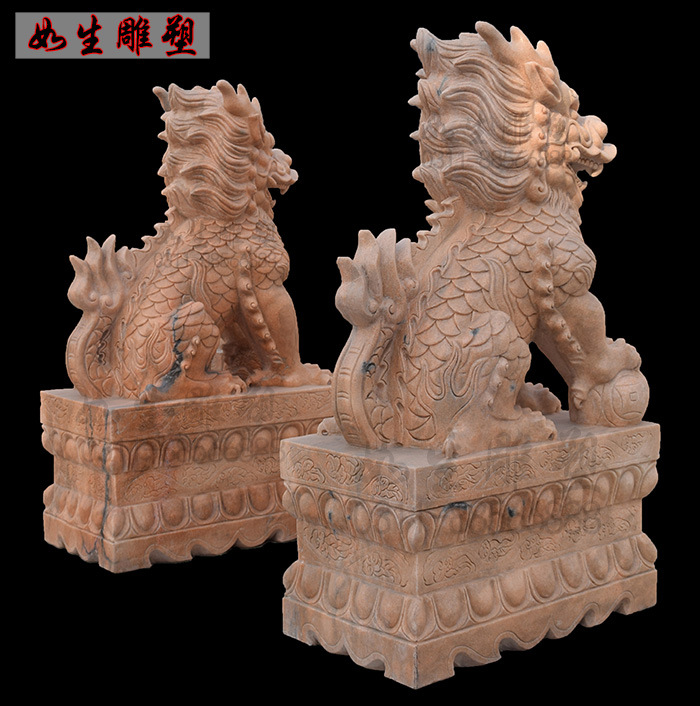 精雕石麒麟 天然石材麒麟 门前招财镇宅石雕麒麟适合单位银行工厂