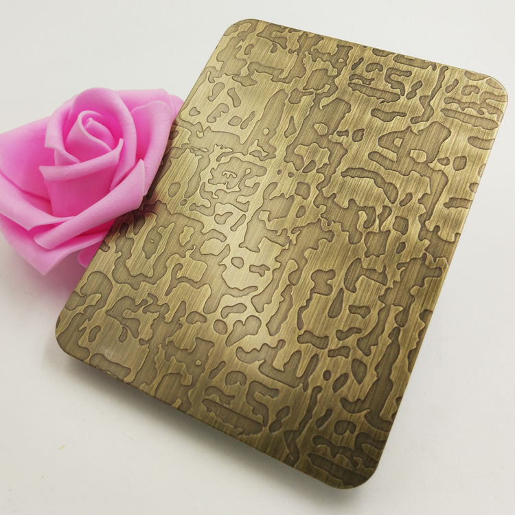 不锈钢201钢板 无磁不锈钢 蚀刻图案定制 蚀刻自由纹 青古铜