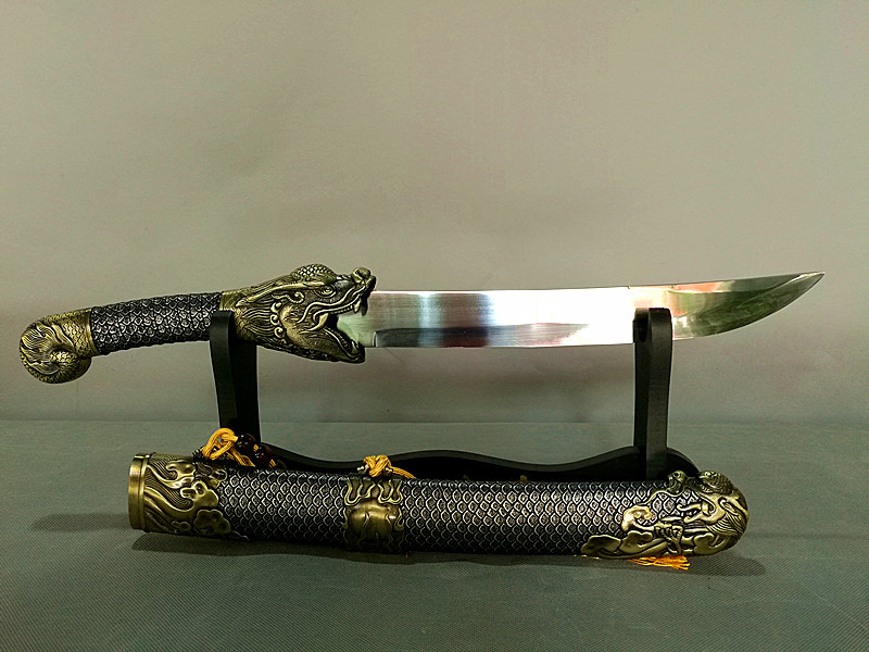 龙泉市刀宝剑 仿鱼皮hk-666中号龙头镇宅 动漫 影视 未开刃