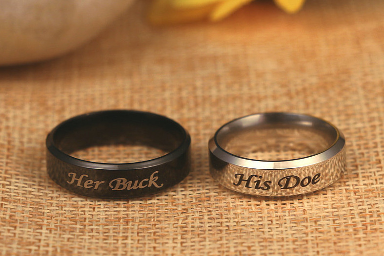 新款his doe her buck指环 钛钢情侣戒指 promise 对戒 麋鹿戒指