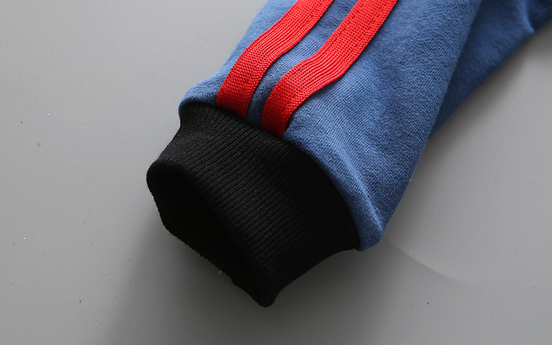 2018春款童装 韩版儿童撞色拉条卫衣 全棉男女童拼色笑脸卫衣