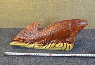 缅甸花梨木根雕鲤鱼摆件,红木雕刻鱼,(每天更新) 木雕连年有