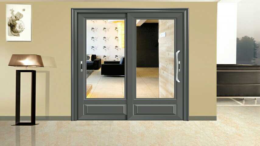 厂家直销 雅誉系列双轨双扇推拉门 黑灰色 现货批发定制