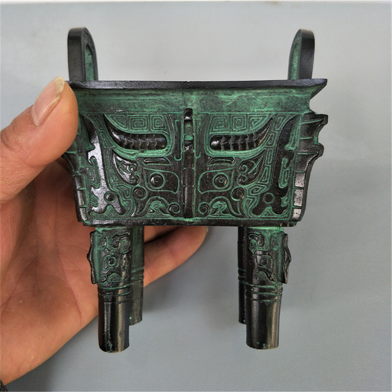国领仿古老铜器古玩批发铜器摆件装饰品佛具用品方鼎青铜器摆件
