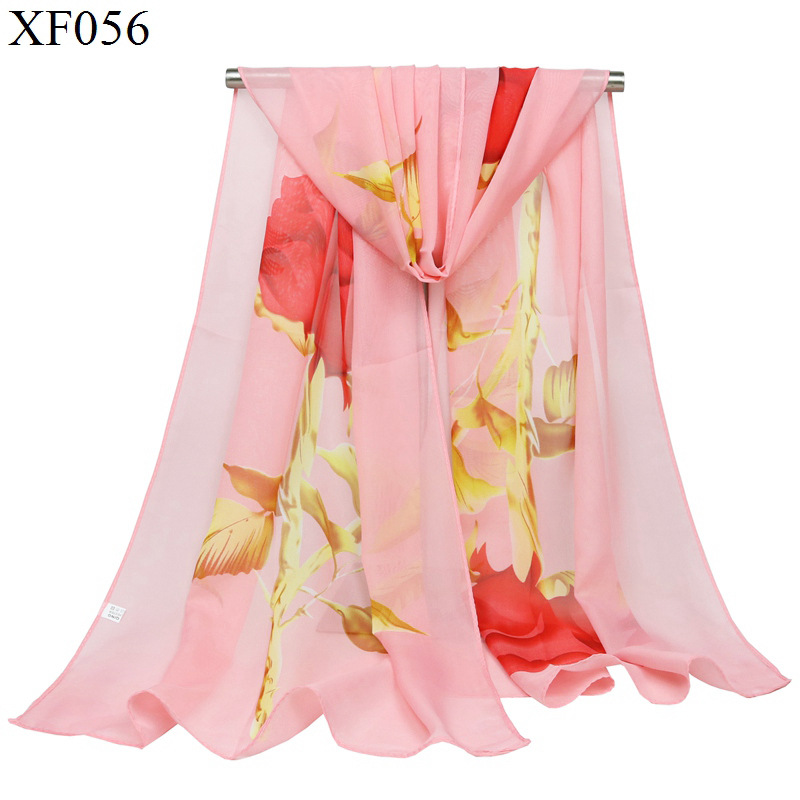 Hot Selling Fashion Small Silk Scarf Chiffon Women's Scarf Long Scarf Factory Direct Sales Wholesale One Flower Rose Thin Silk Scarf