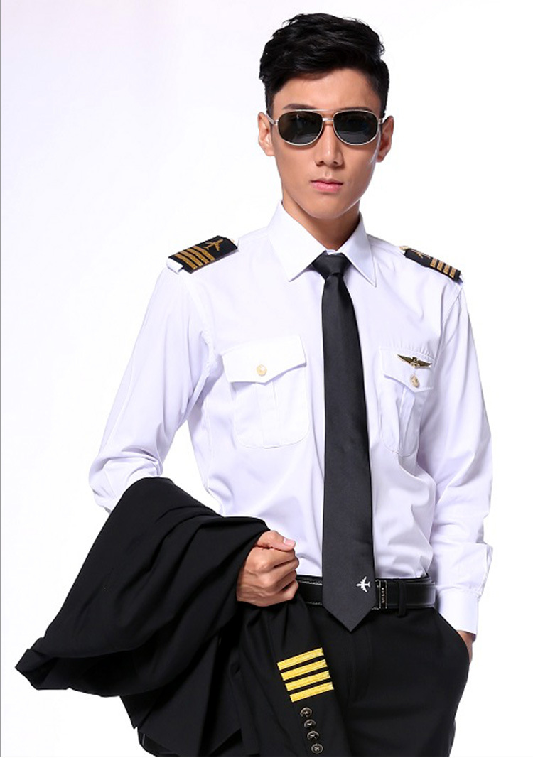 空少制服飞行员衬衫男夜店帅气肩章韩版个性潮流机长制服长袖